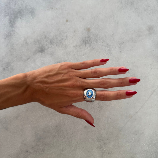 BLUE HEART RING | SILVER