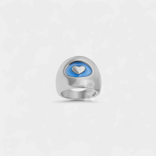 BLUE HEART RING | SILVER